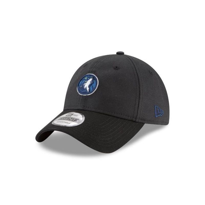 NBA Minnesota Timberwolves Waxed Canvas 9Twenty Adjustable (FPI9270) - Black New Era Caps